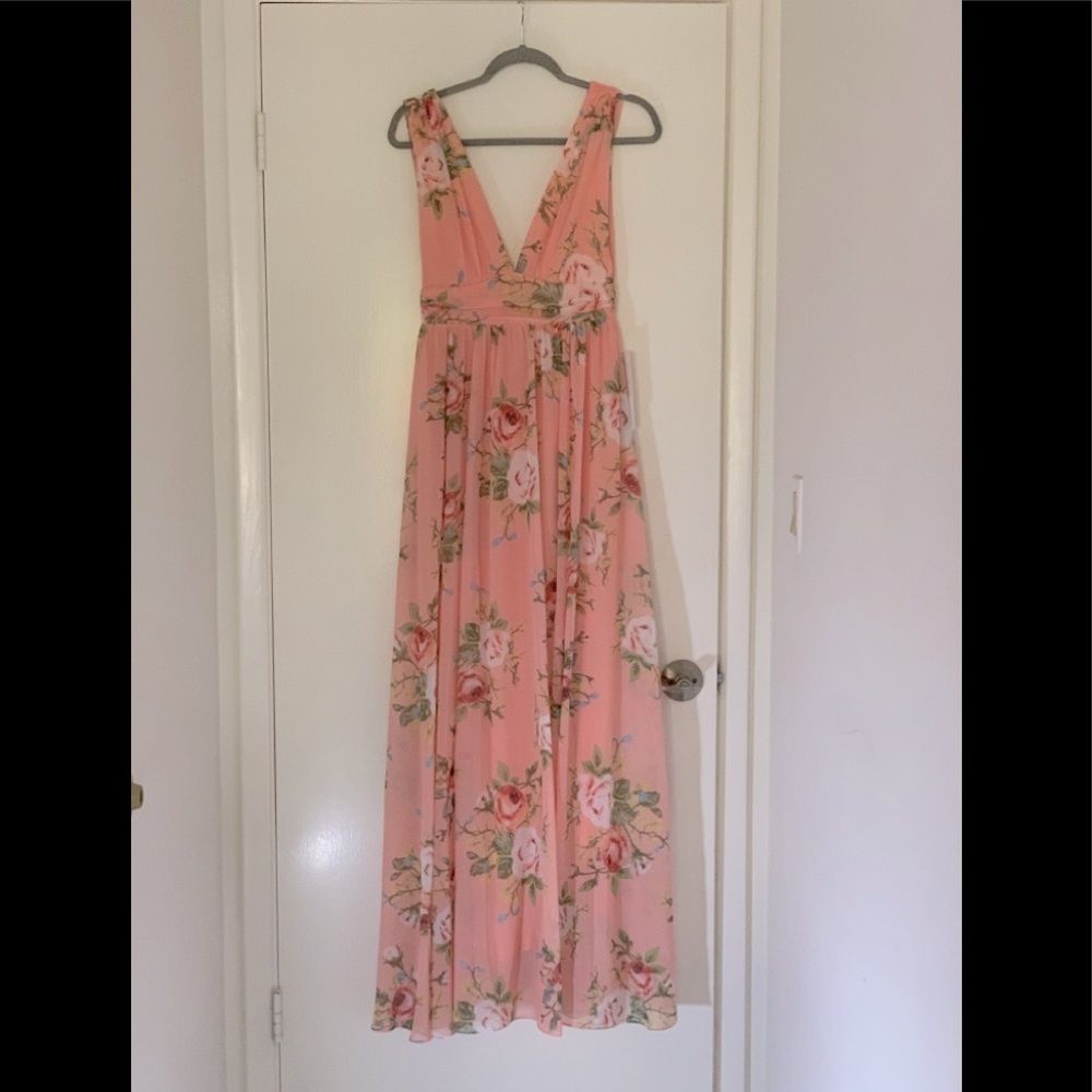 Blush floral print maxi dress